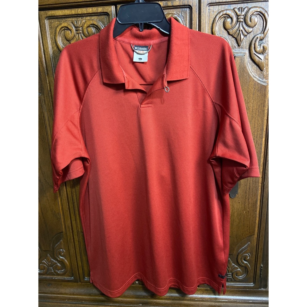Columbia XCO Mens Performance Polo Shirt Large Rust Red Pique Knit XM6269